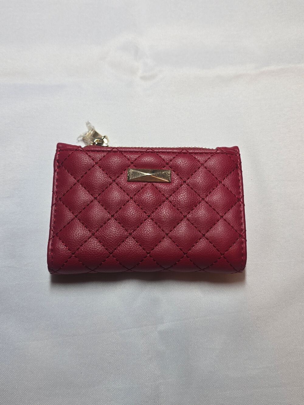 Quilted Burgundy Zip Around Wallet